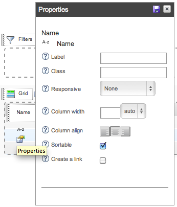 Cook builder Element properties