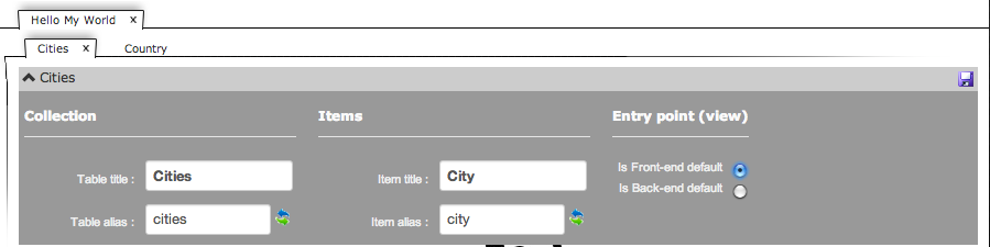 Cook Builder Table properties